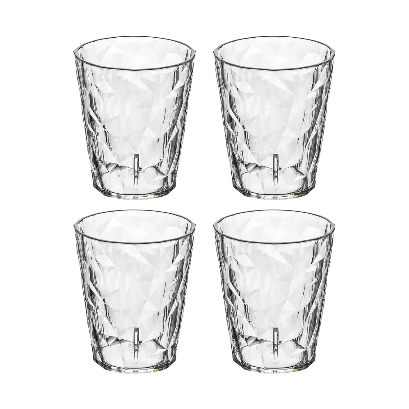 Club No. 1 verre à boire plastique 25 cl, lot de 4, Cristal transparent Koziol