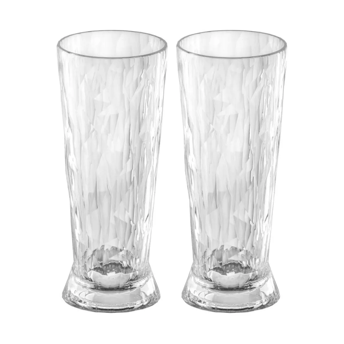 Club No. 10 verre à bière plastique 30 cl, lot de 2, Cristal transparent Koziol