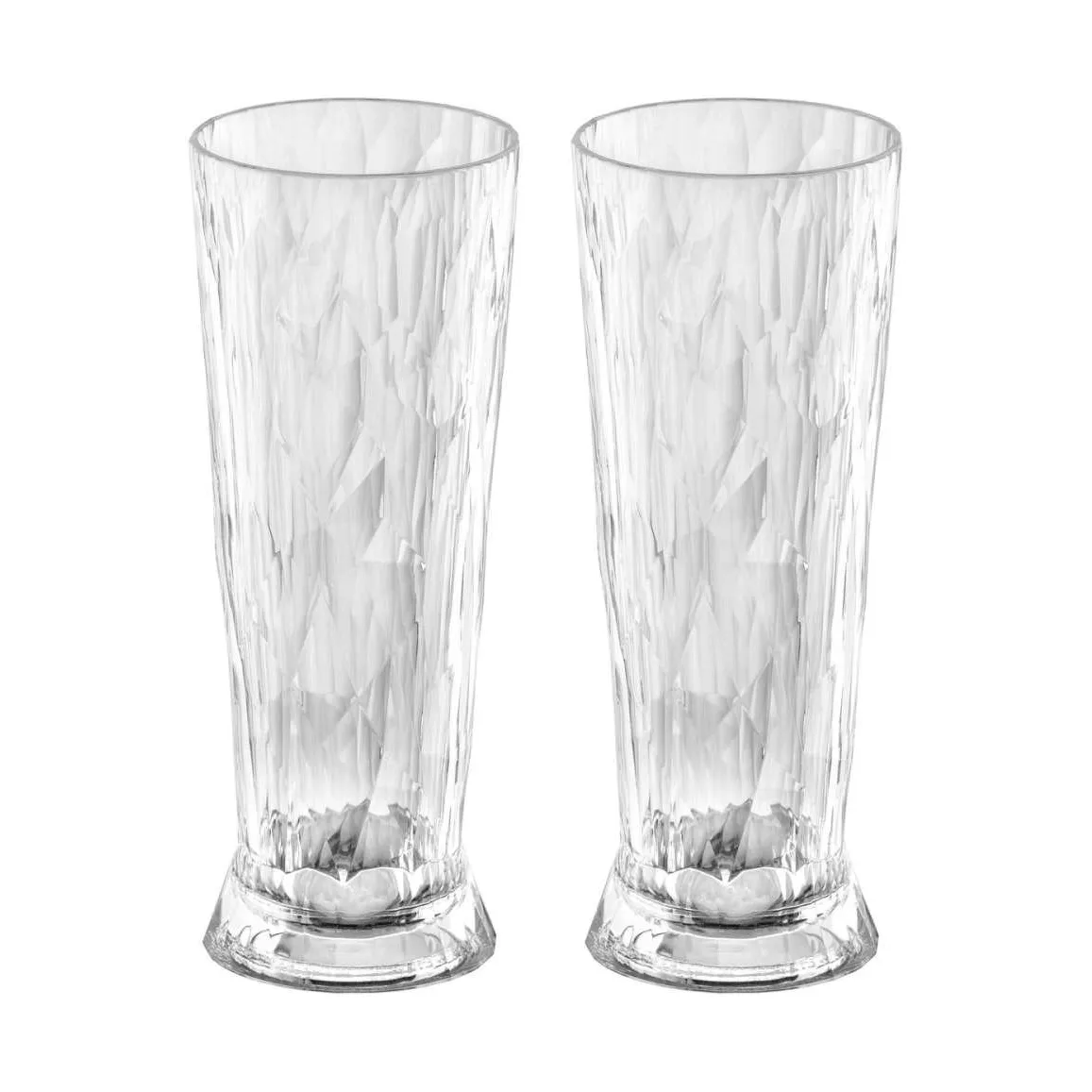 Club No. 11 verre à bière plastique 50 cl, lot de 2, Cristal transparent Koziol