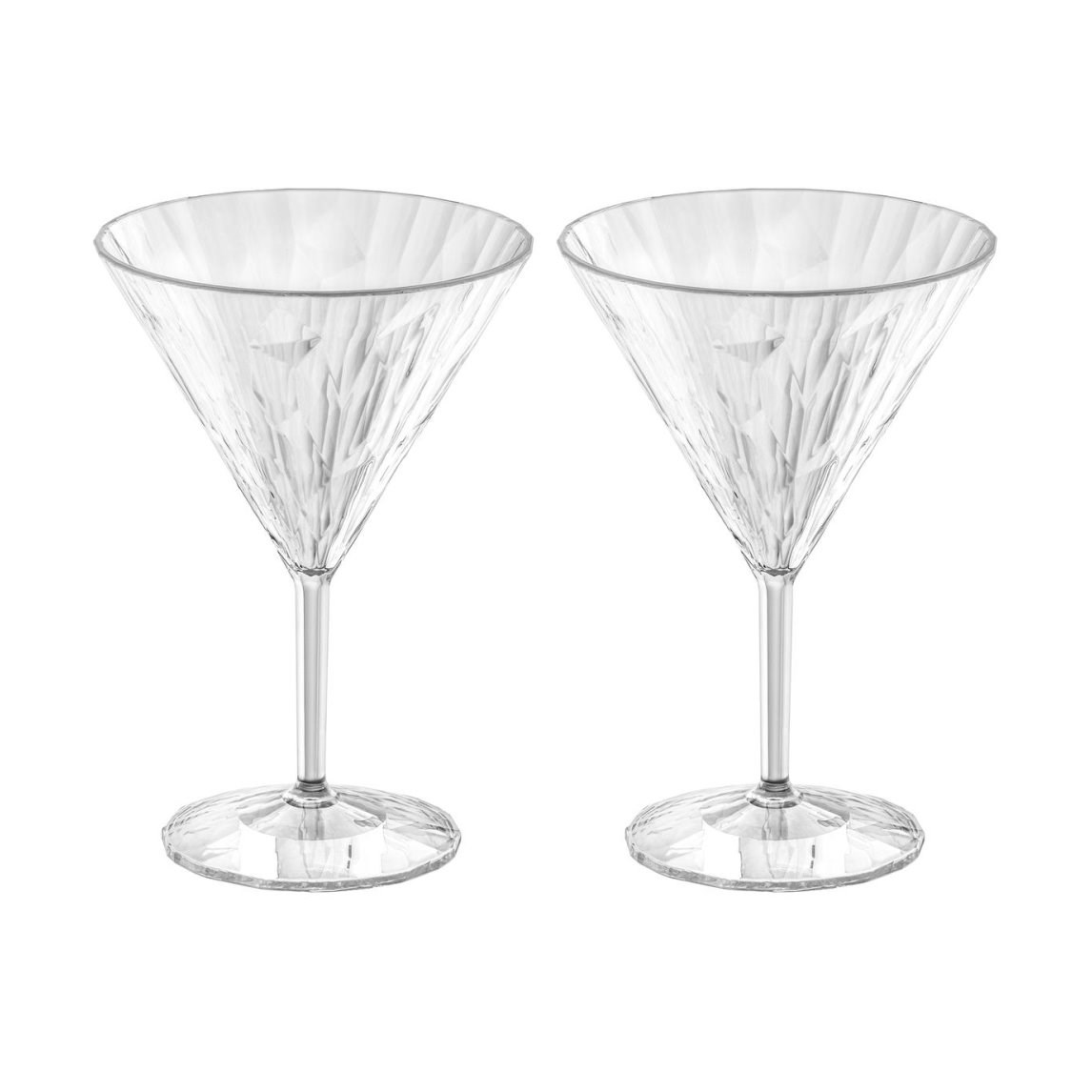 koziol club no. 12 verre à martini plastique 25 cl, lot de 2 cristal transparent