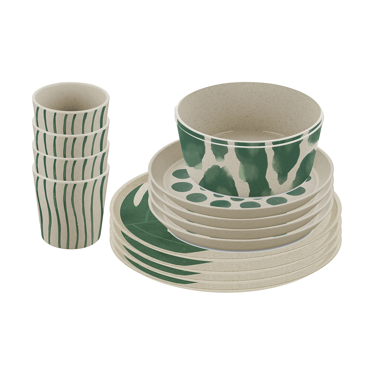 Koziol Service de table Connect Monstera 16 pièces Nature desert sand