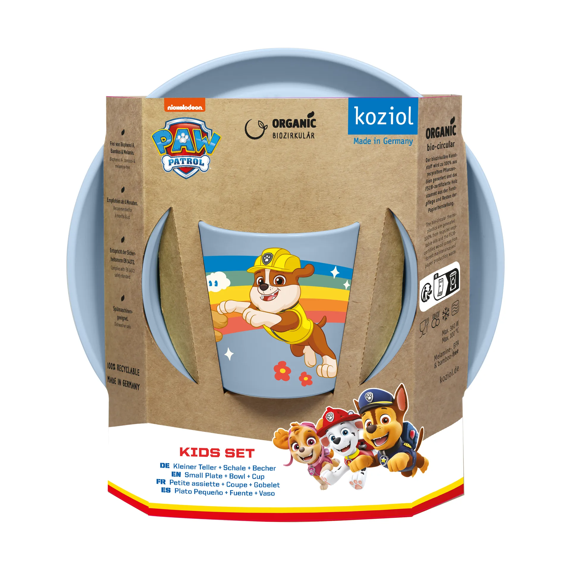 Set de vaisselle enfant Connect Paw Patrol, 3 pièces, Bleu Koziol