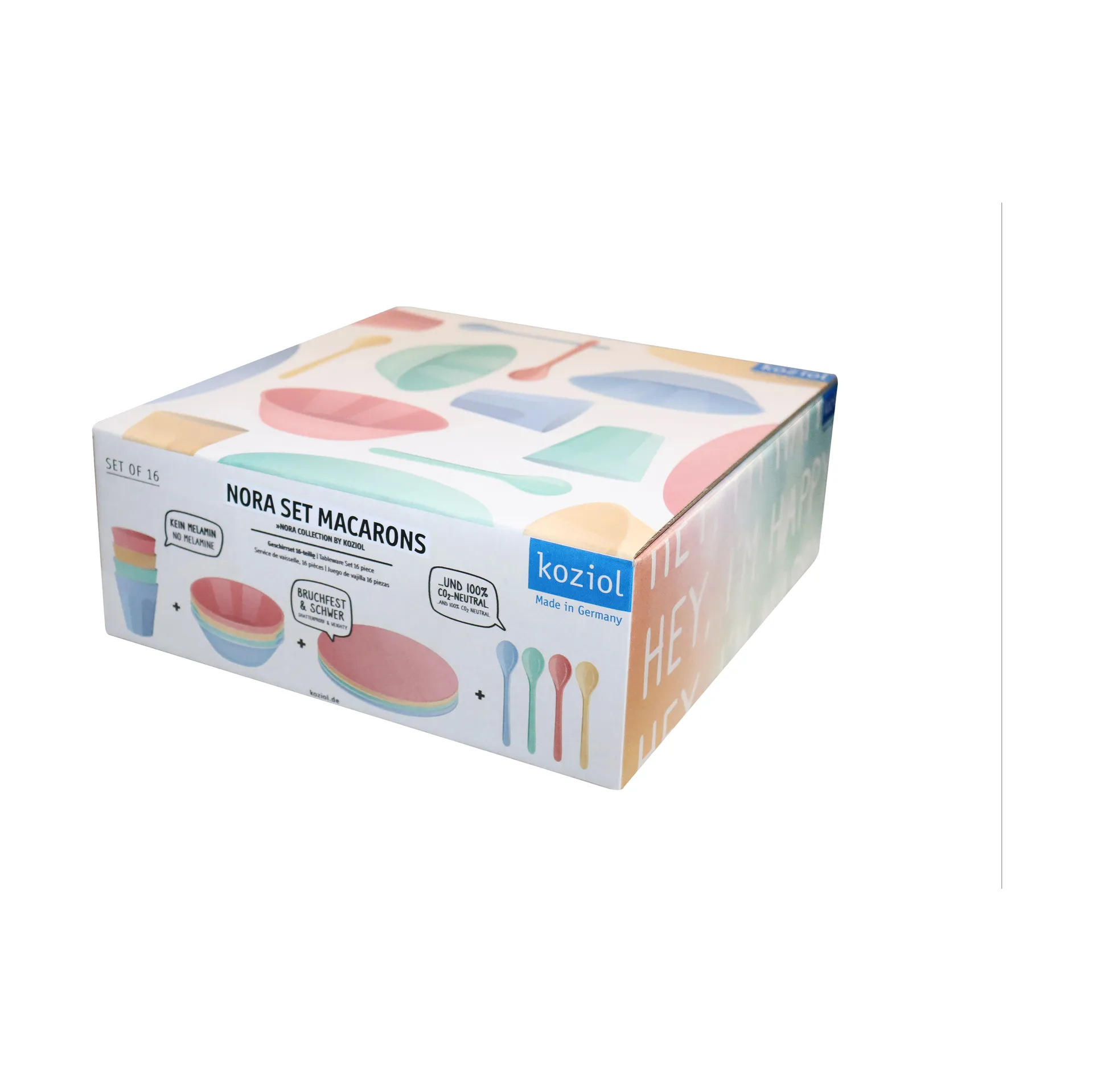 Set de vaisselle Nora Macarons, 16 pièces, Multi Koziol