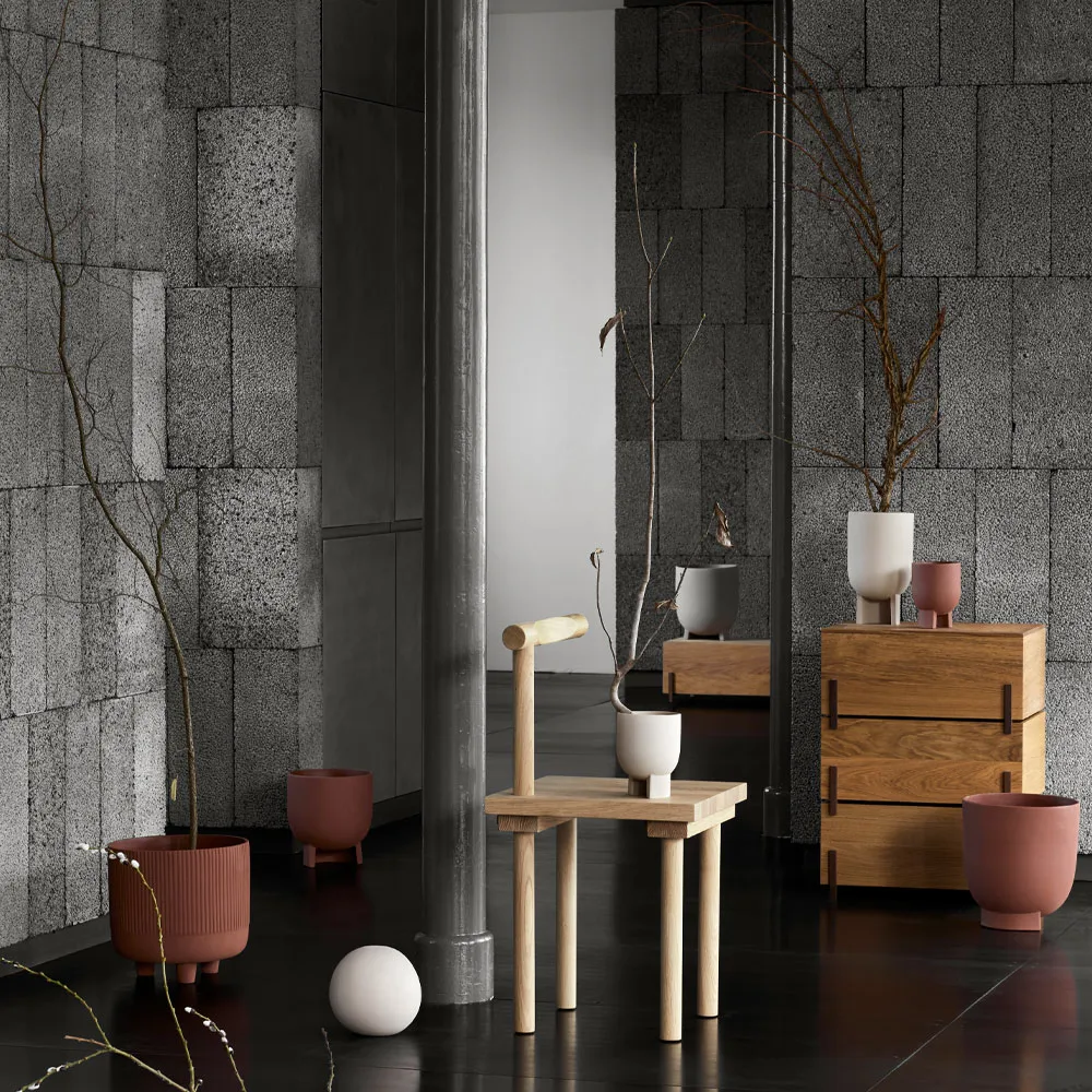 Boîte de rangement Stack, oak, 3 pièces, pieds en noyer sombre huilé Kristina Dam Studio