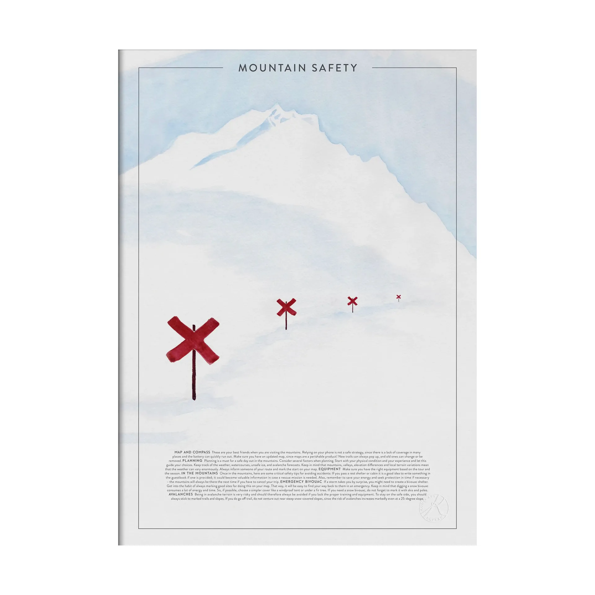 Affiche Mountain safety, 30x40 cm Kunskapstavlan®