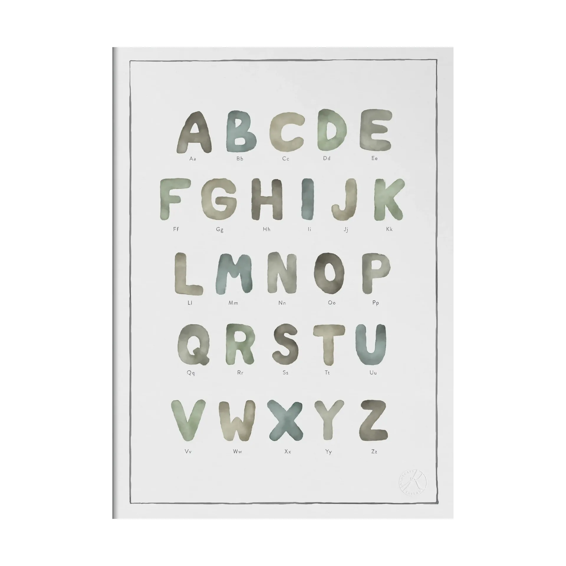 Affiche The alphabet watercolour, 50x70 cm Kunskapstavlan®