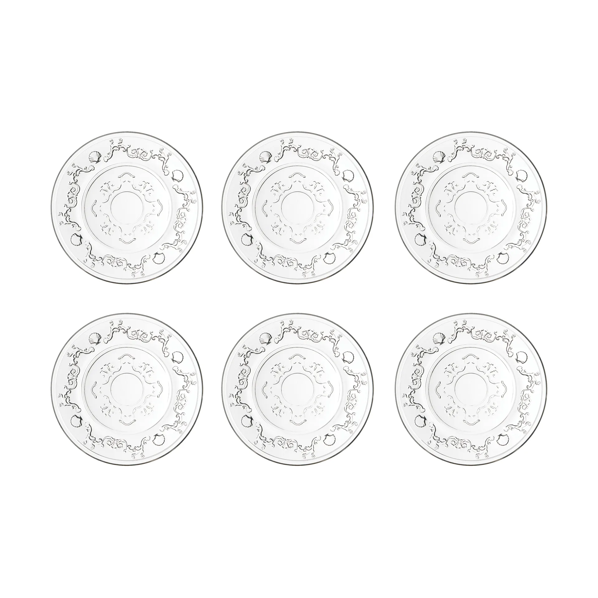 Assiettes Versailles 6 pièces, Verre La Rochère