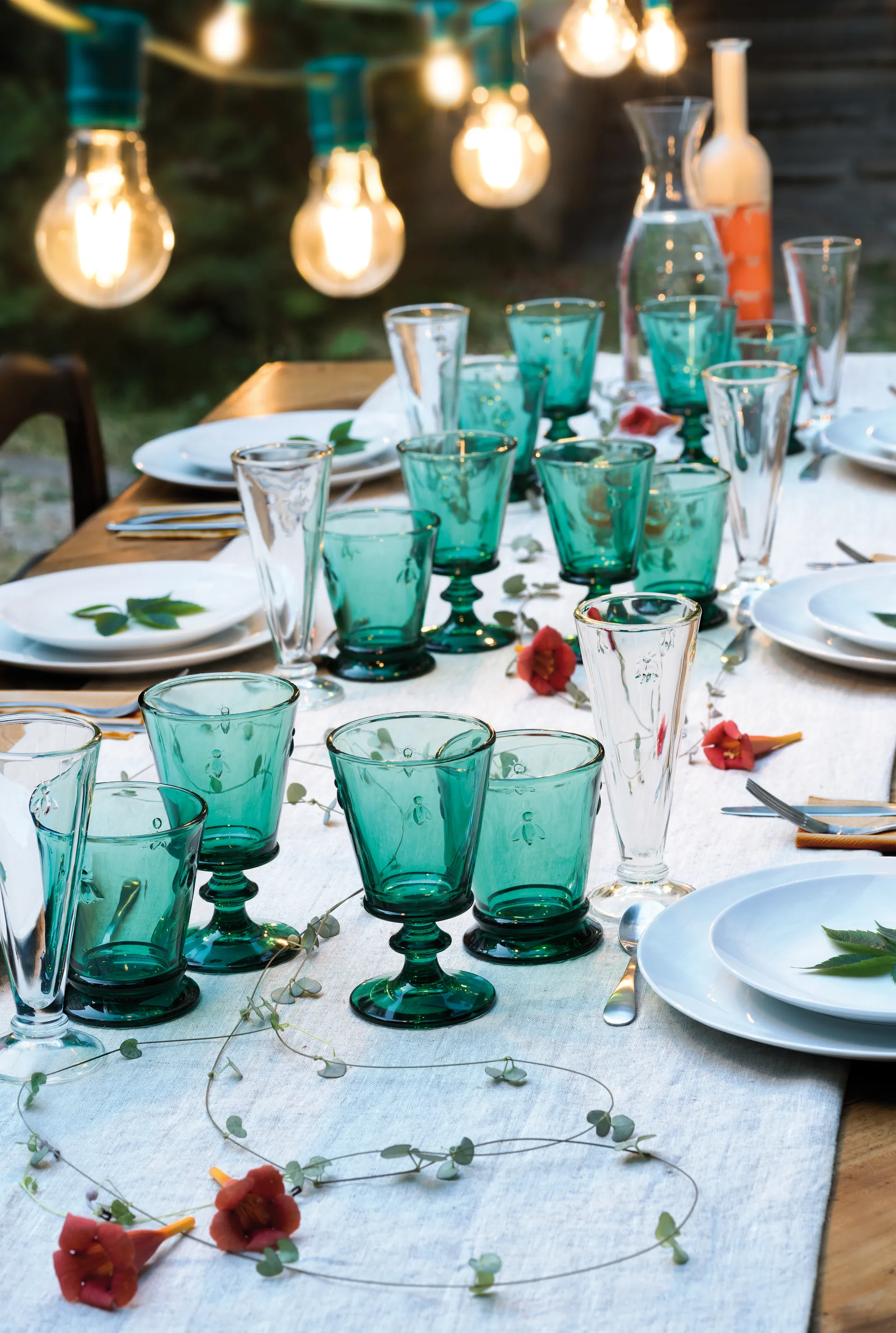 Verre à vin Abeille 24 cl, lot de 6, Vert émeraude La Rochère