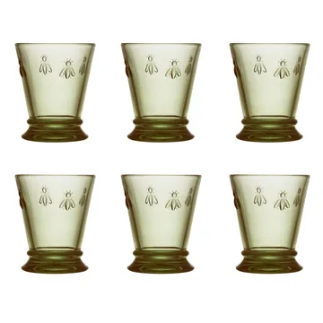Verres à eau Abeille 26 cl, lot de 6 - Vert olive - La Rochère