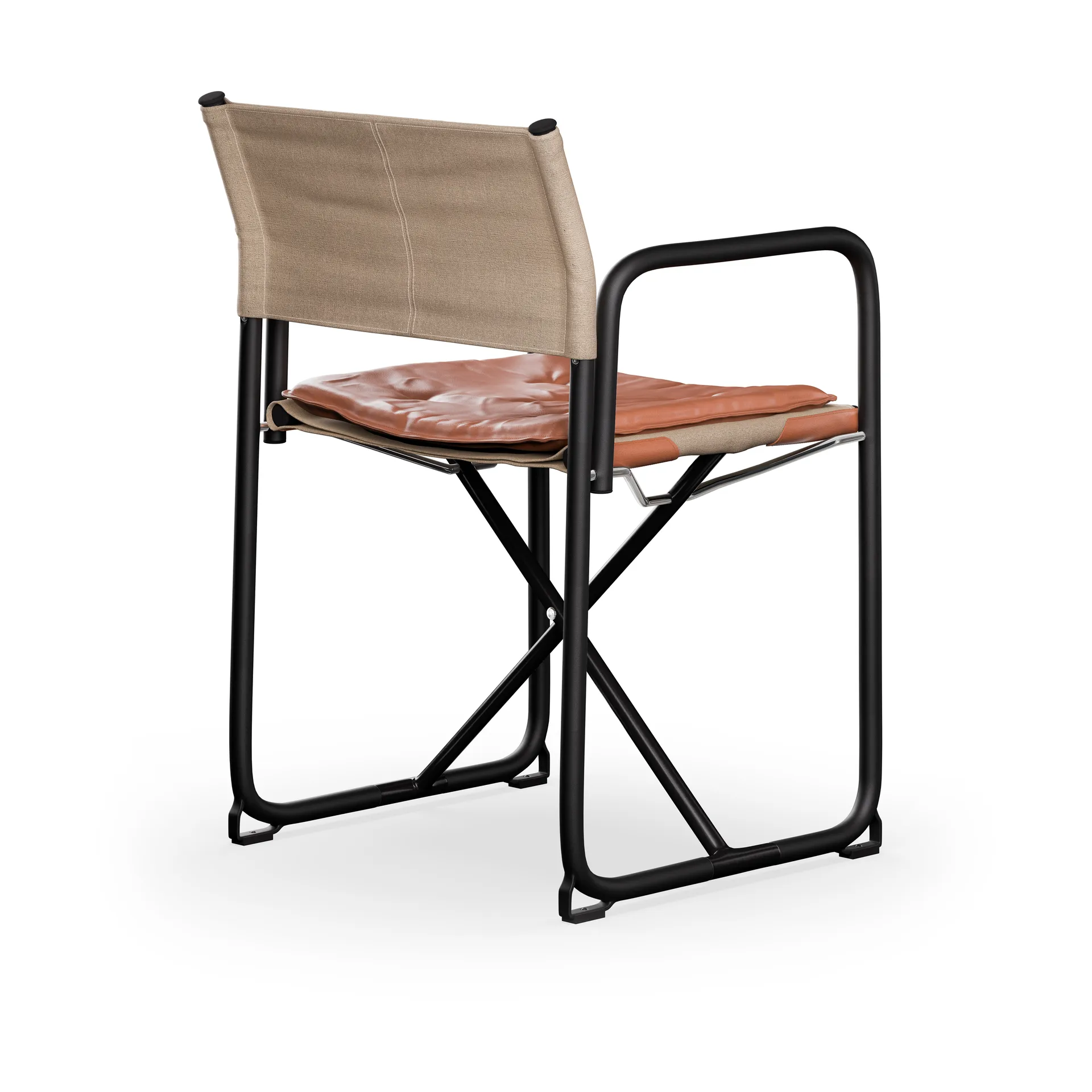 Chaise à accoudoirs X75-2, Linge naturel - Cuir Elmo Nordic Cognac - pieds noirs Lammhults