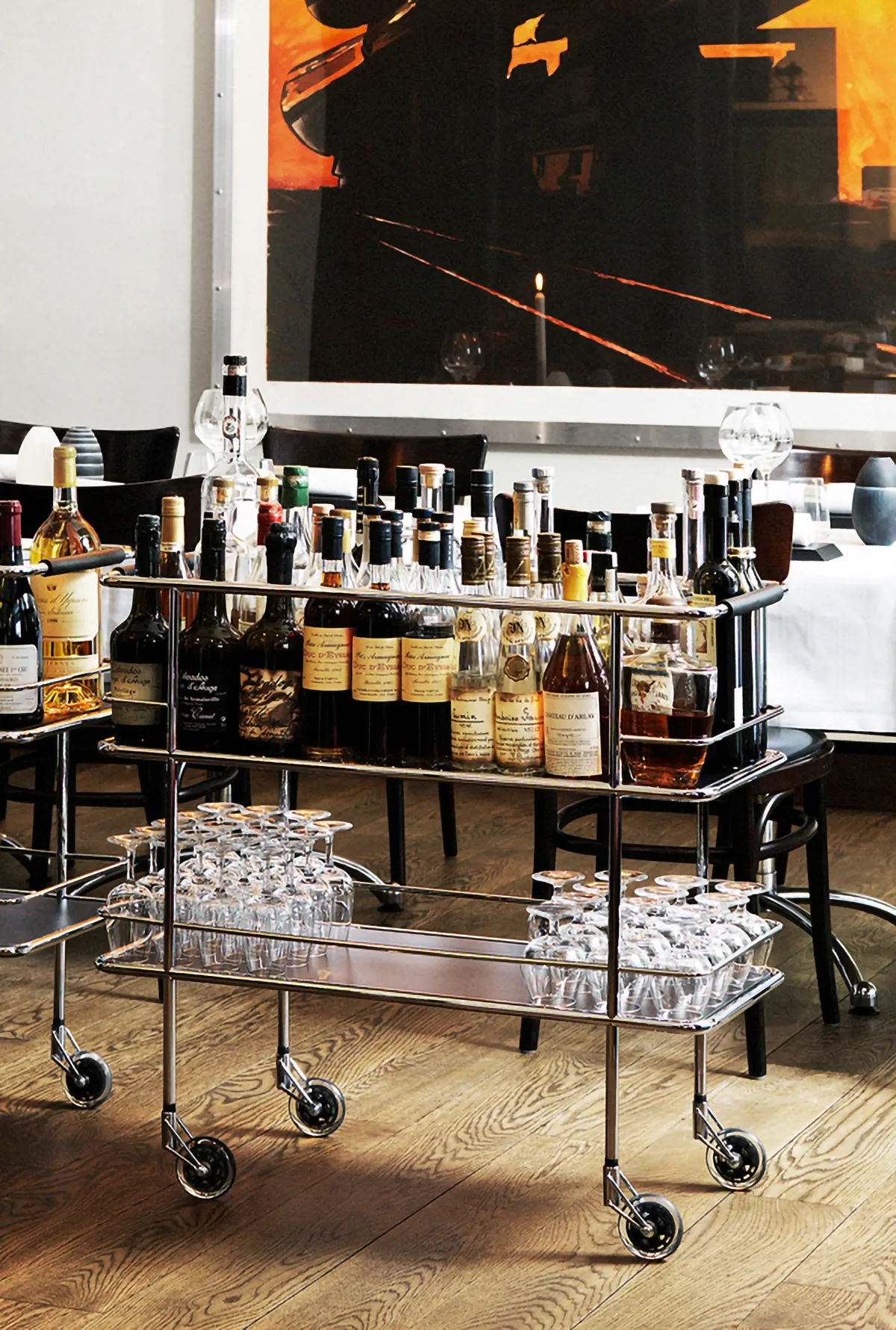 Chariot de service Cargo, Stratifié noir-chrome Lammhults