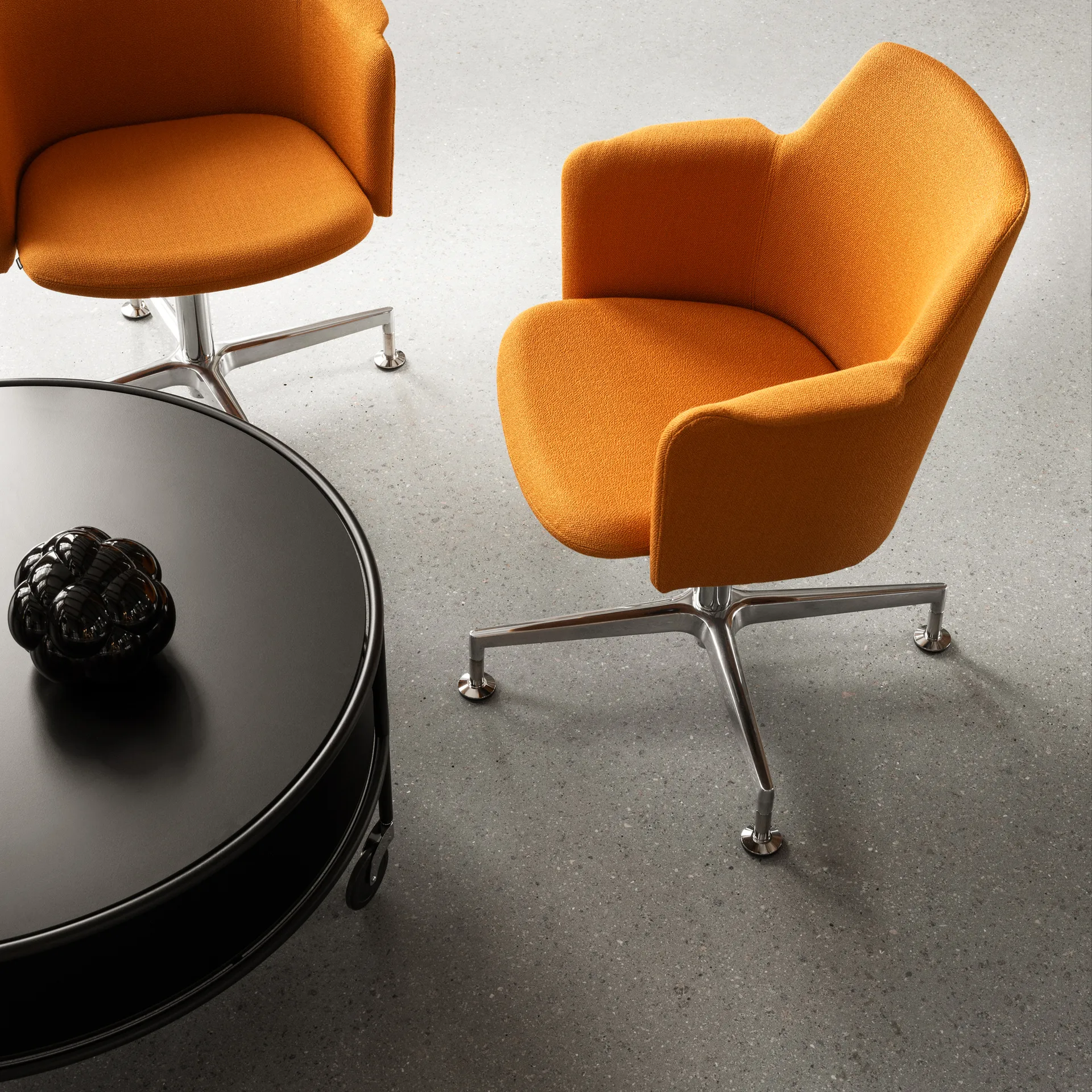 Chariot de service Cargo Support, Laminé noir, Ø90 cm Lammhults