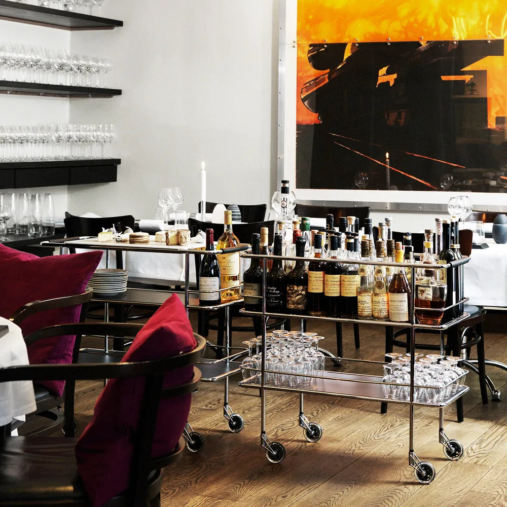 Chariot de service Cargo, Verre dépoli-chrome Lammhults