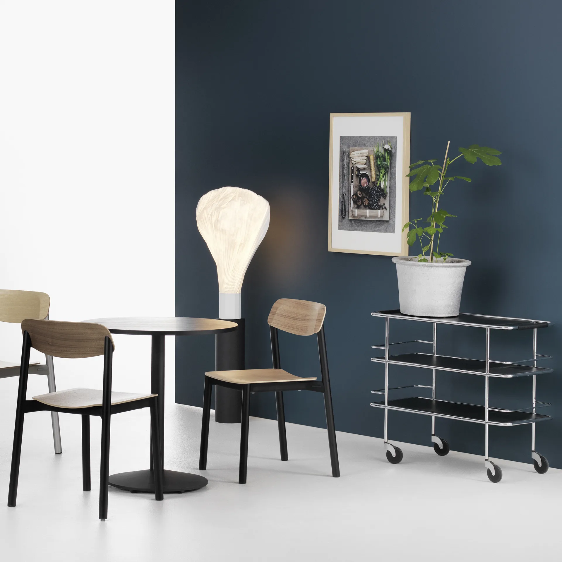 Chariot de service Cargo, Verre dépoli-chrome Lammhults