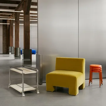 Chariot Tension - Tapis en cuir beige et chrome - Lammhults