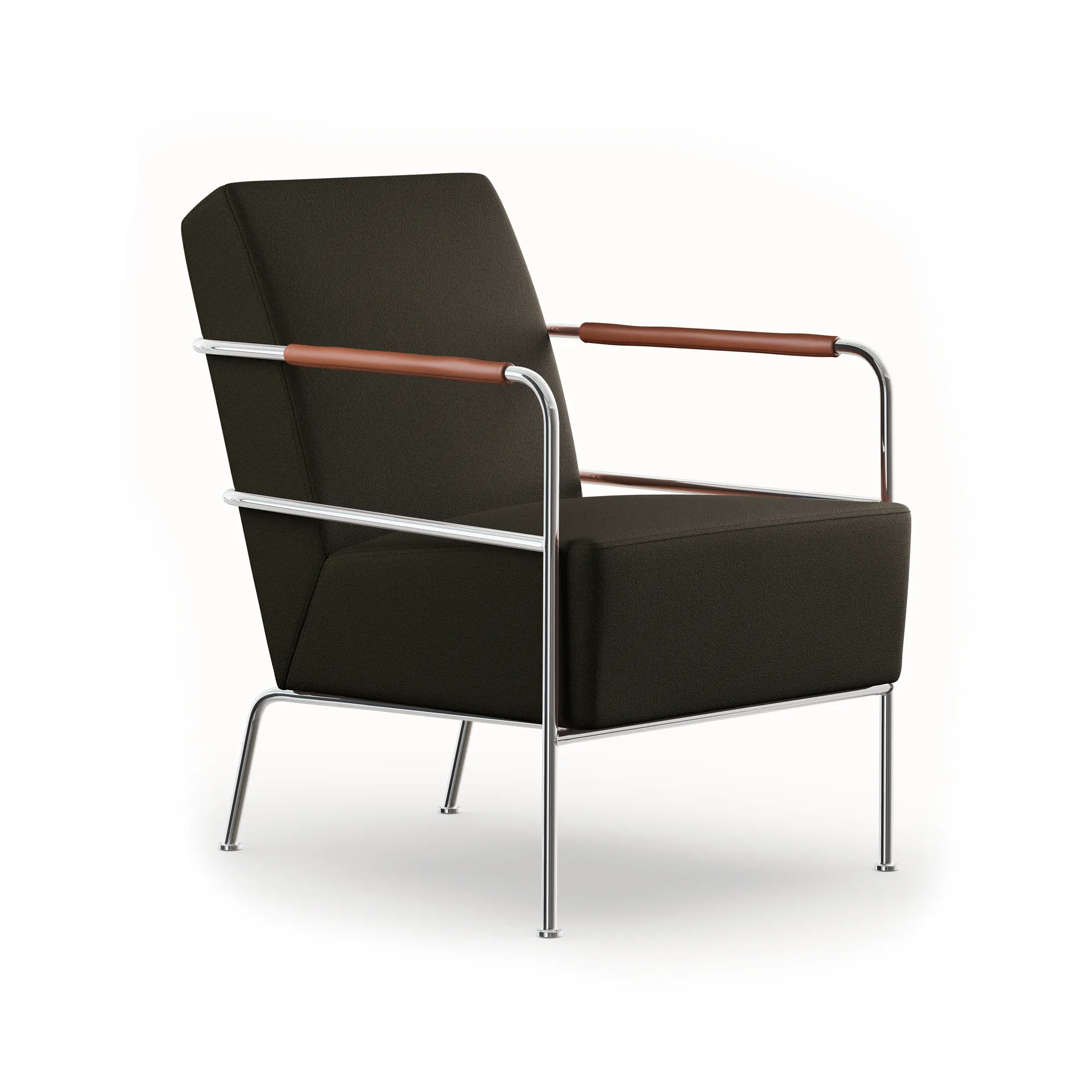 Fauteuil Cinema, Barnum Pine - Elmo Nordic cuir Cognac - base en chrome Lammhults