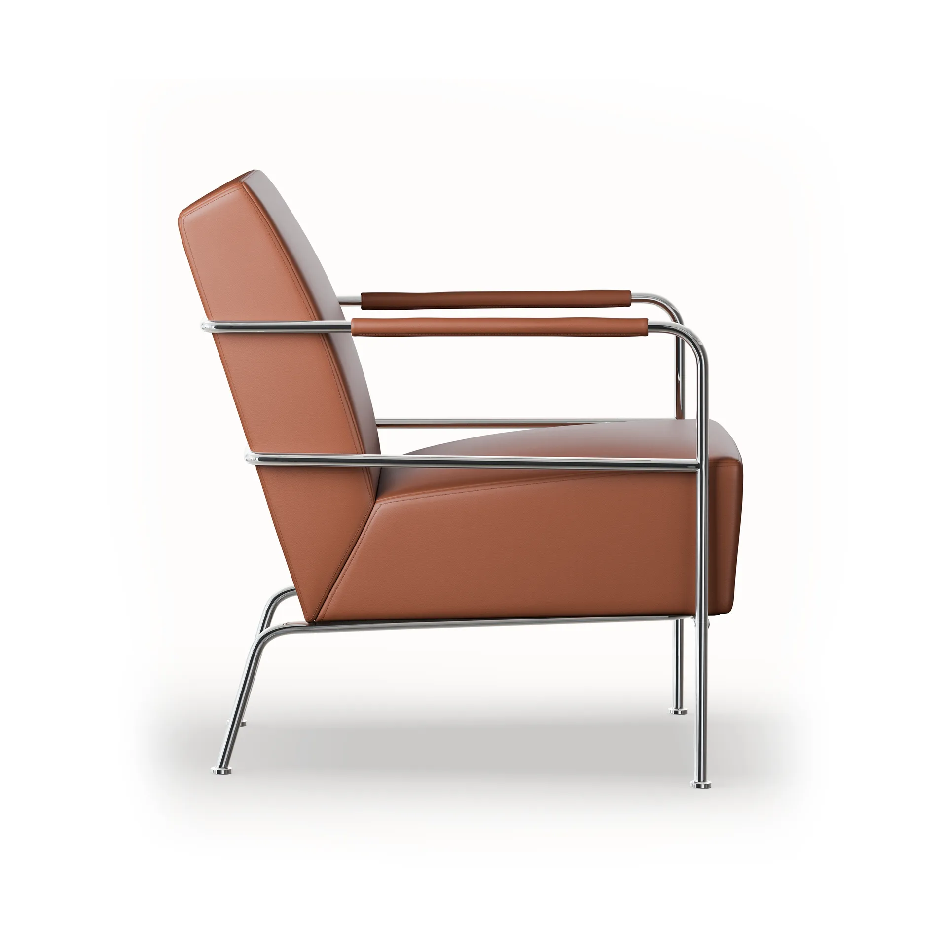 Fauteuil Cinema, Elmo Nordic cuir Cognac - base en chrome Lammhults