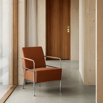 Fauteuil Cinema - Elmo Nordic cuir Cognac - base en chrome - Lammhults