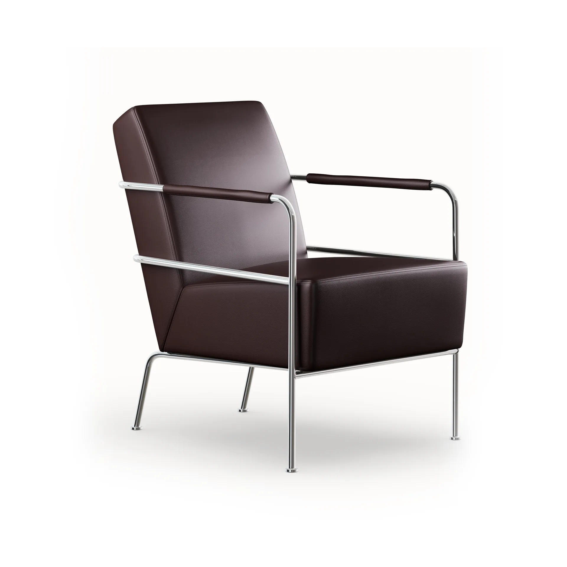 Fauteuil Cinema, Elmo Nordic cuir marron foncé - base en chrome Lammhults