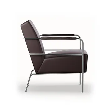 Fauteuil Cinema - Elmo Nordic cuir marron foncé - base en chrome - Lammhults