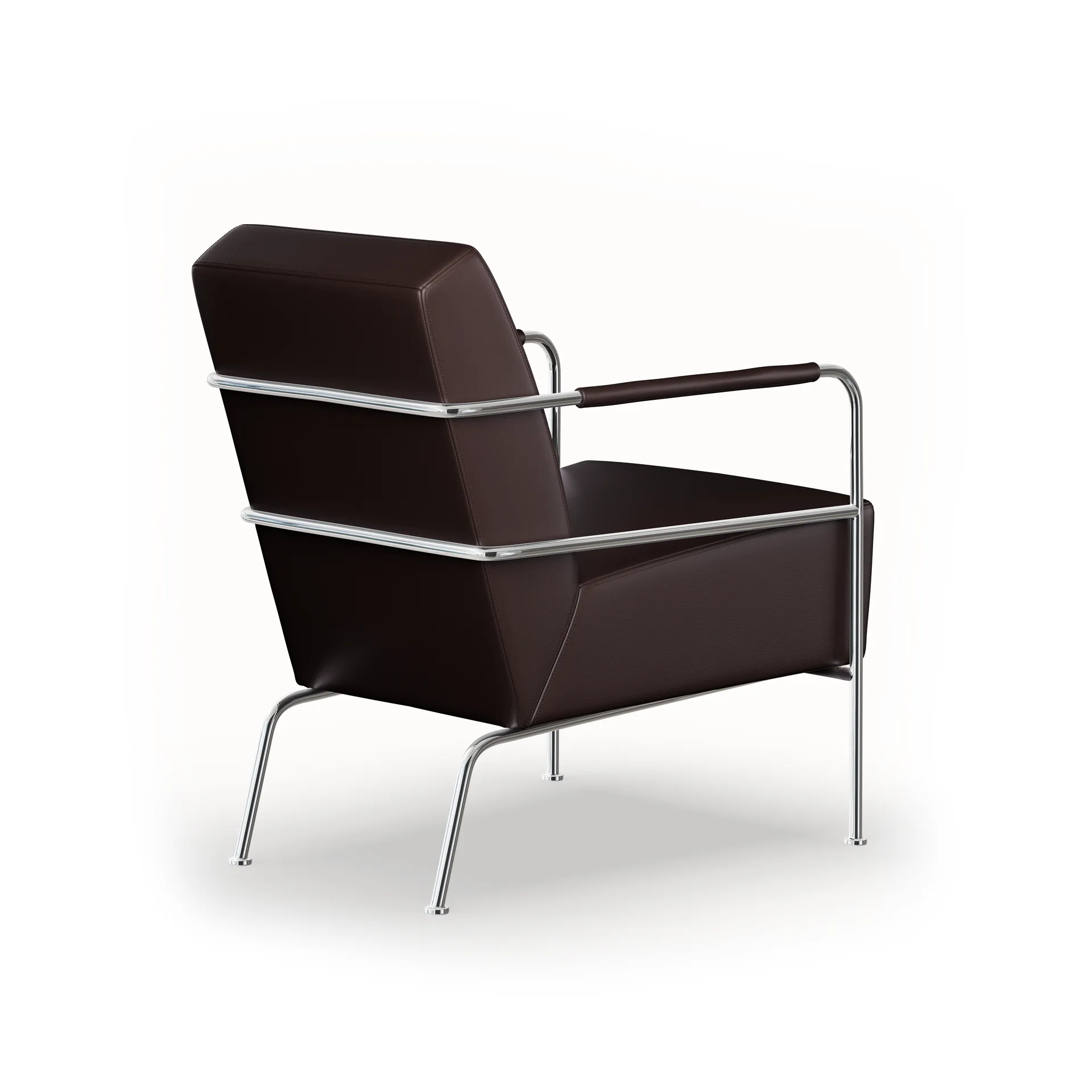 Fauteuil Cinema, Elmo Nordic cuir marron foncé - base en chrome Lammhults