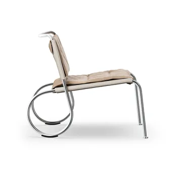 Fauteuil Corso easy chair - Elmo Nordic cuir Naturel - linge naturel - base en chrome - Lammhults