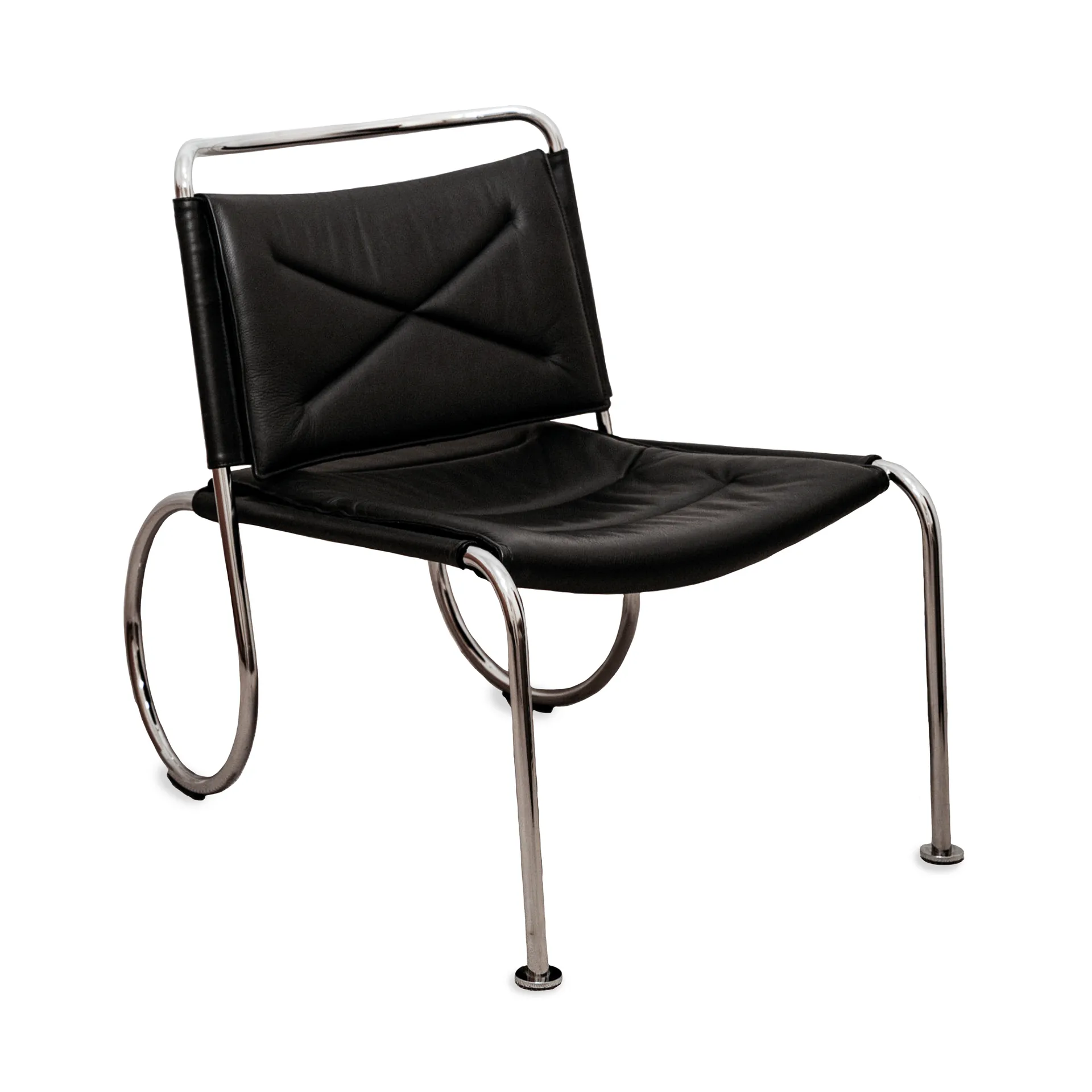 Fauteuil Corso easy chair, Elmo Nordic cuir Noir - base en chrome Lammhults