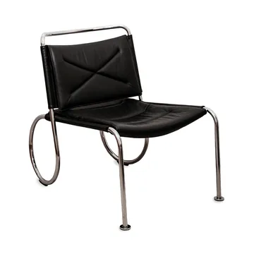Fauteuil Corso easy chair - Elmo Nordic cuir Noir - base en chrome - Lammhults