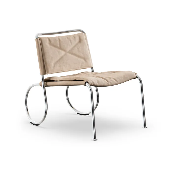 Fauteuil Corso easy chair - Linge naturel - base en chrome - Lammhults