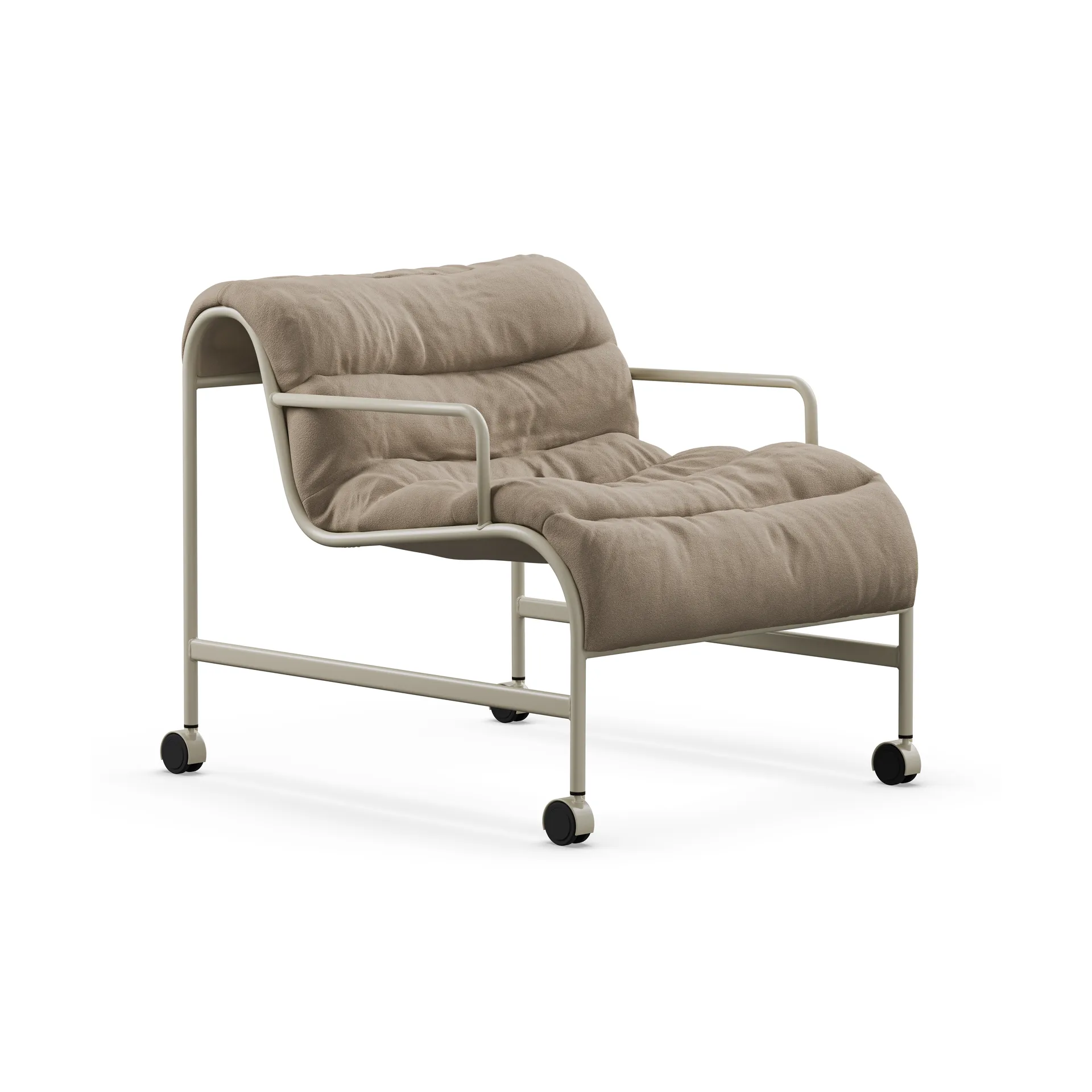 Fauteuil Sunny avec accoudoirs, Banrum Hemp - base beige texturée avec roues Lammhults