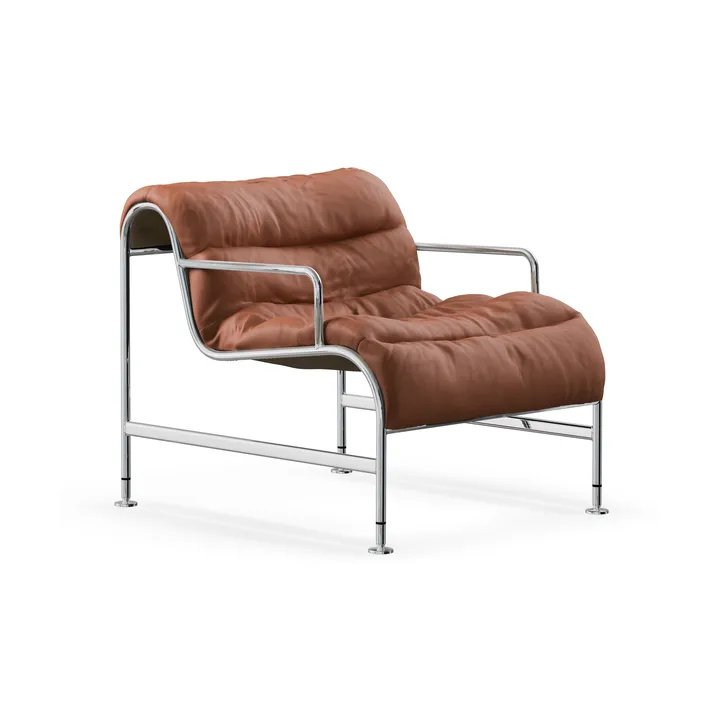 Fauteuil Sunny avec accoudoirs - Cuir Cognac - base en chrome - Lammhults