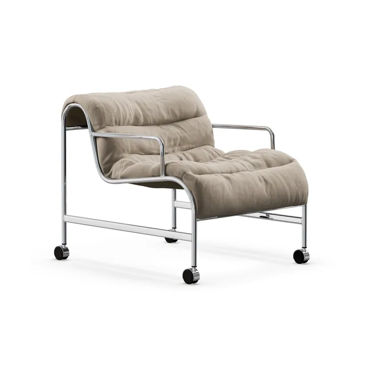 Fauteuil Sunny avec accoudoirs - Mauro Putty - base en chrome avec roues - Lammhults