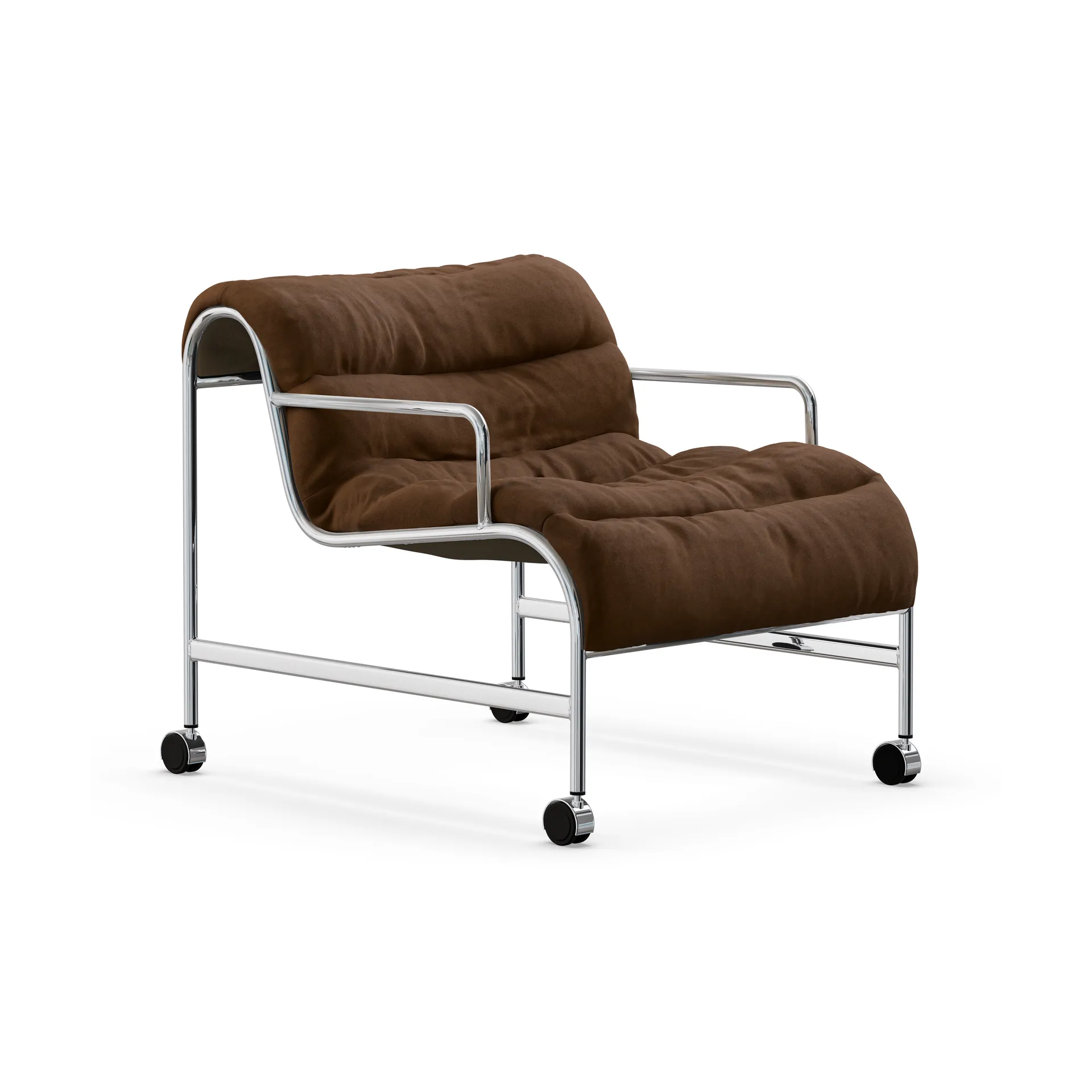 Fauteuil Sunny avec accoudoirs, Vidar brun - base en chrome avec roues Lammhults