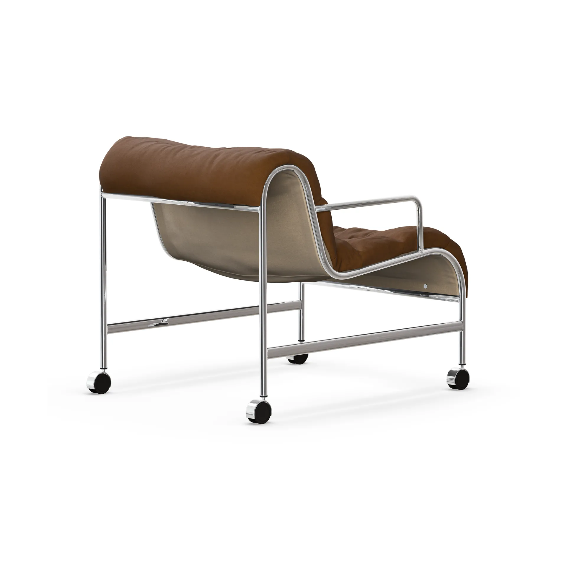 Fauteuil Sunny avec accoudoirs, Vidar brun - base en chrome avec roues Lammhults