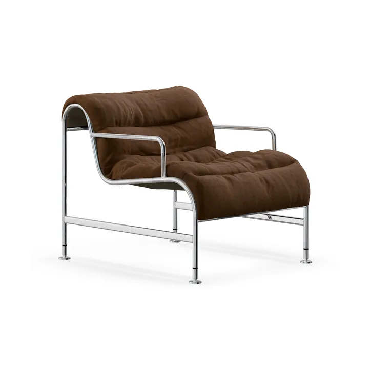 Fauteuil Sunny avec accoudoirs - Vidar brun - base en chrome - Lammhults