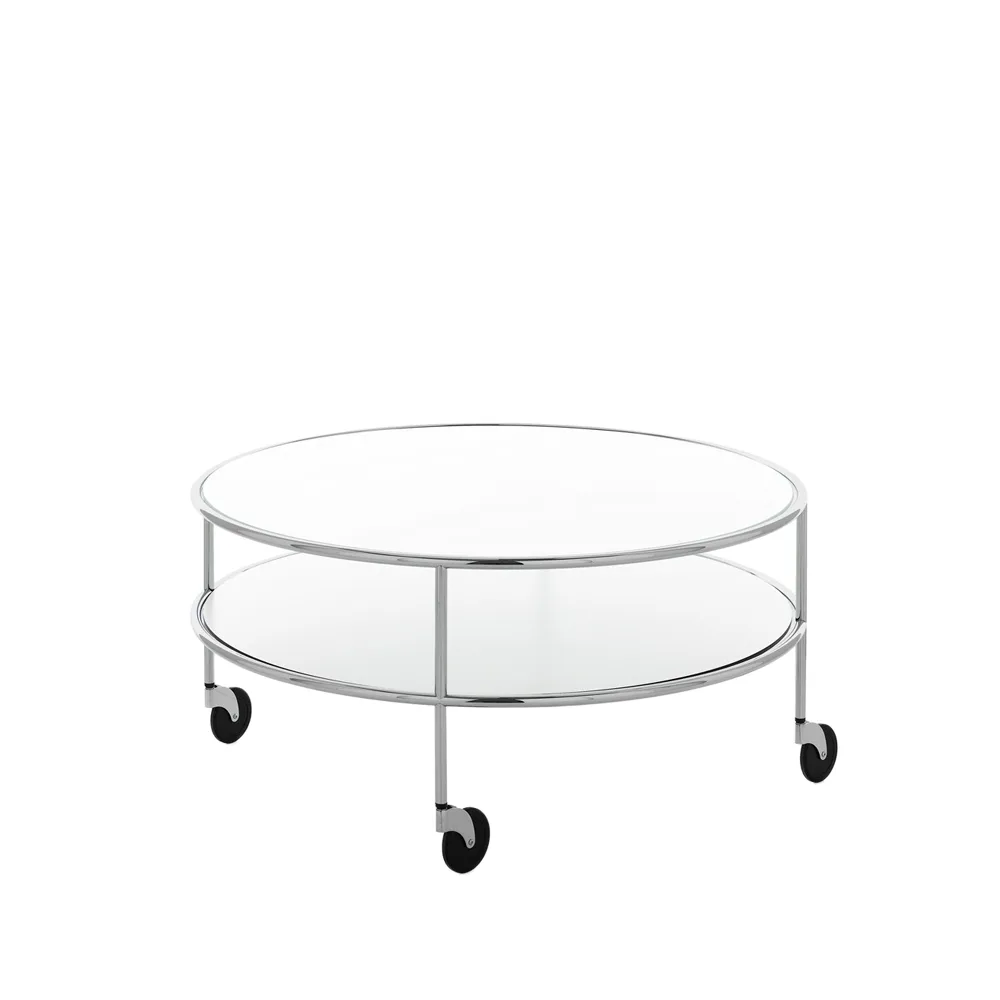 Table basse Chicago III, Stratifié blanc-chrome Lammhults