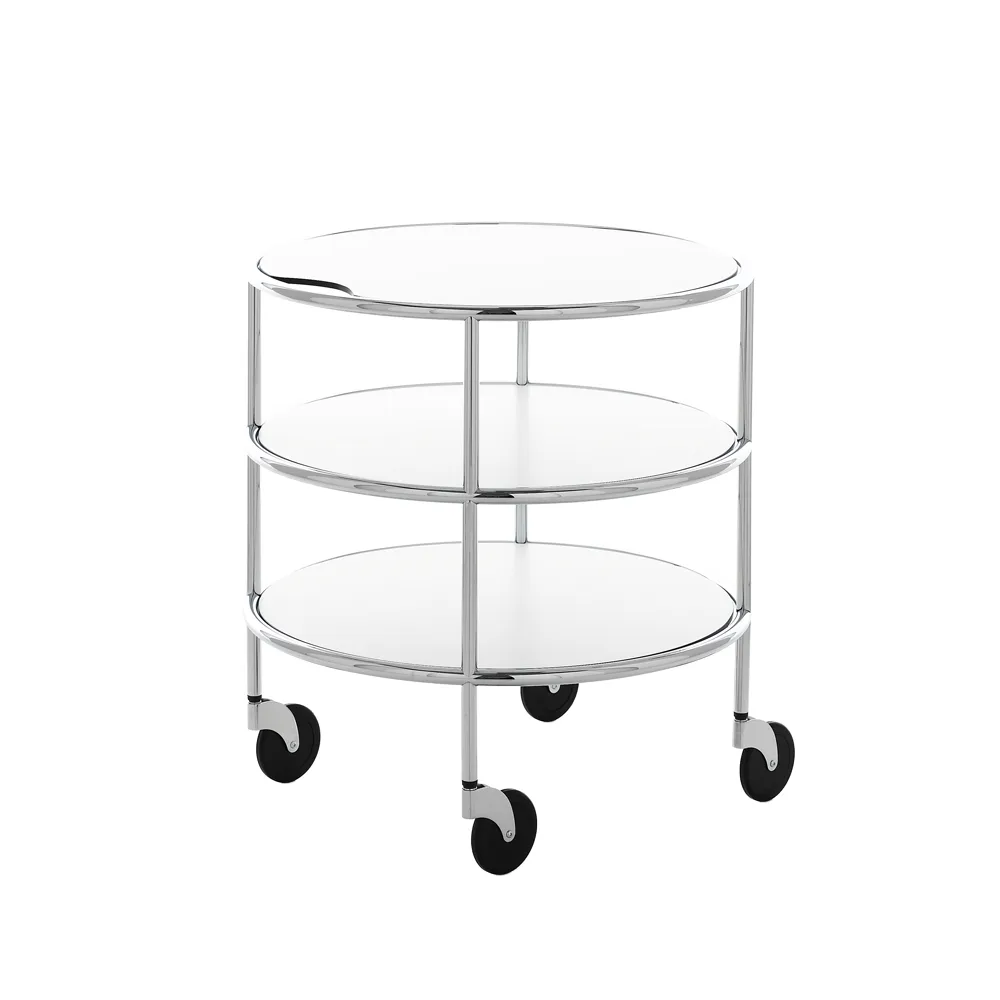 Table roulante Chicago I, Stratifié blanc-chrome Lammhults