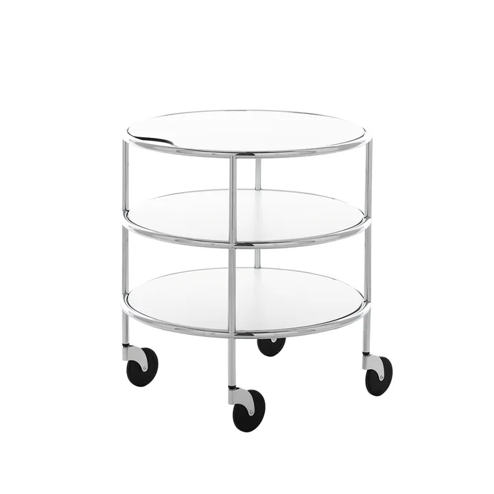 Table roulante Chicago I - Stratifié blanc-chrome - Lammhults