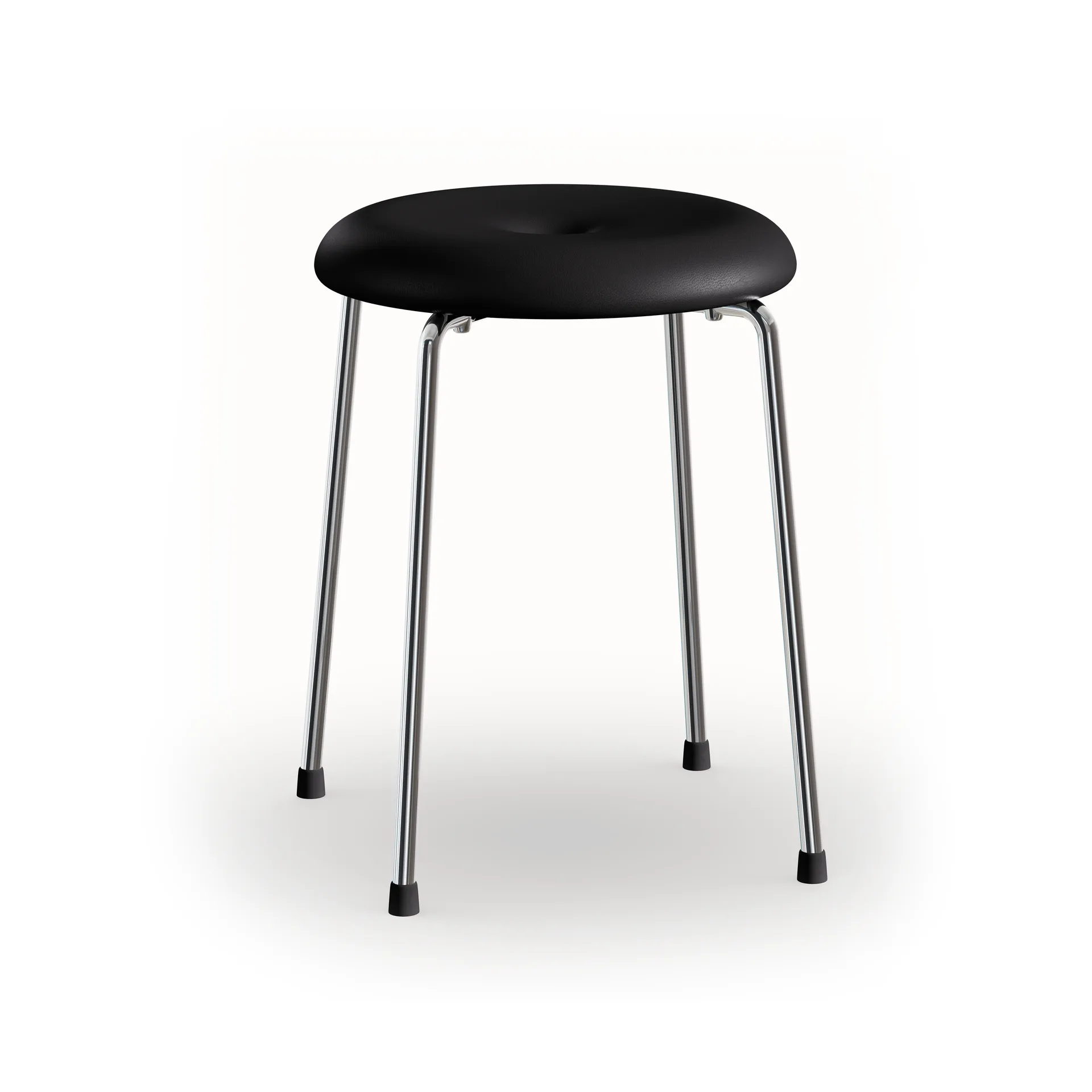 Tabouret, Base en cuir noir - base en chrome, 45 cm Lammhults