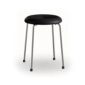 Tabouret - Base en cuir noir - base en chrome, 45 cm - Lammhults