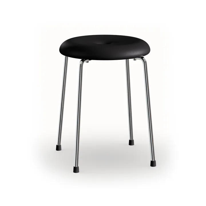 Tabouret - Base en cuir noir - base en chrome, 45 cm - Lammhults