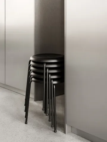 Tabouret - Base en cuir noir - base en chrome, 45 cm - Lammhults