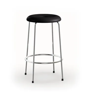 Tabouret de bar - Base en cuir noir - base en chrome, 63 cm - Lammhults