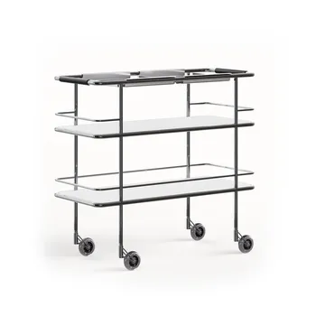 Tabouret de bar S70-3 - Laminé blanc - base en chrome - Lammhults
