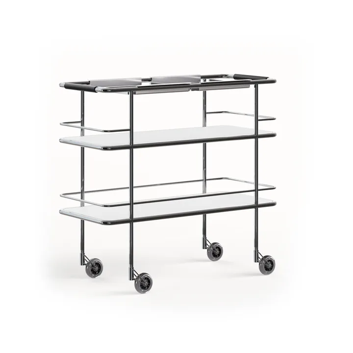 Tabouret de bar S70-3 - Laminé blanc - base en chrome - Lammhults