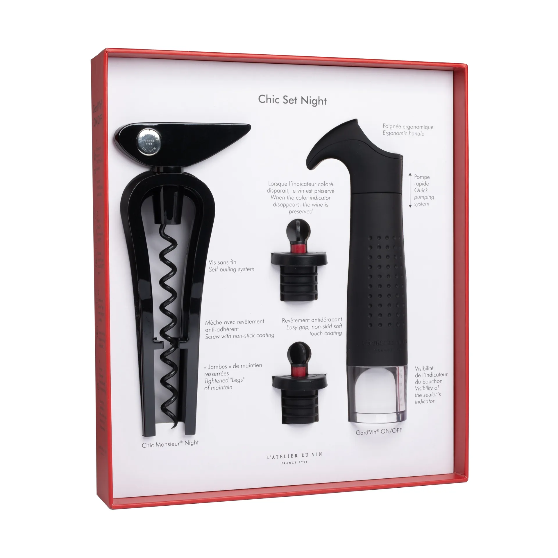 Set d'accessoires de vin Ensemble Chic night, 4 pièces L'Atelier du Vin