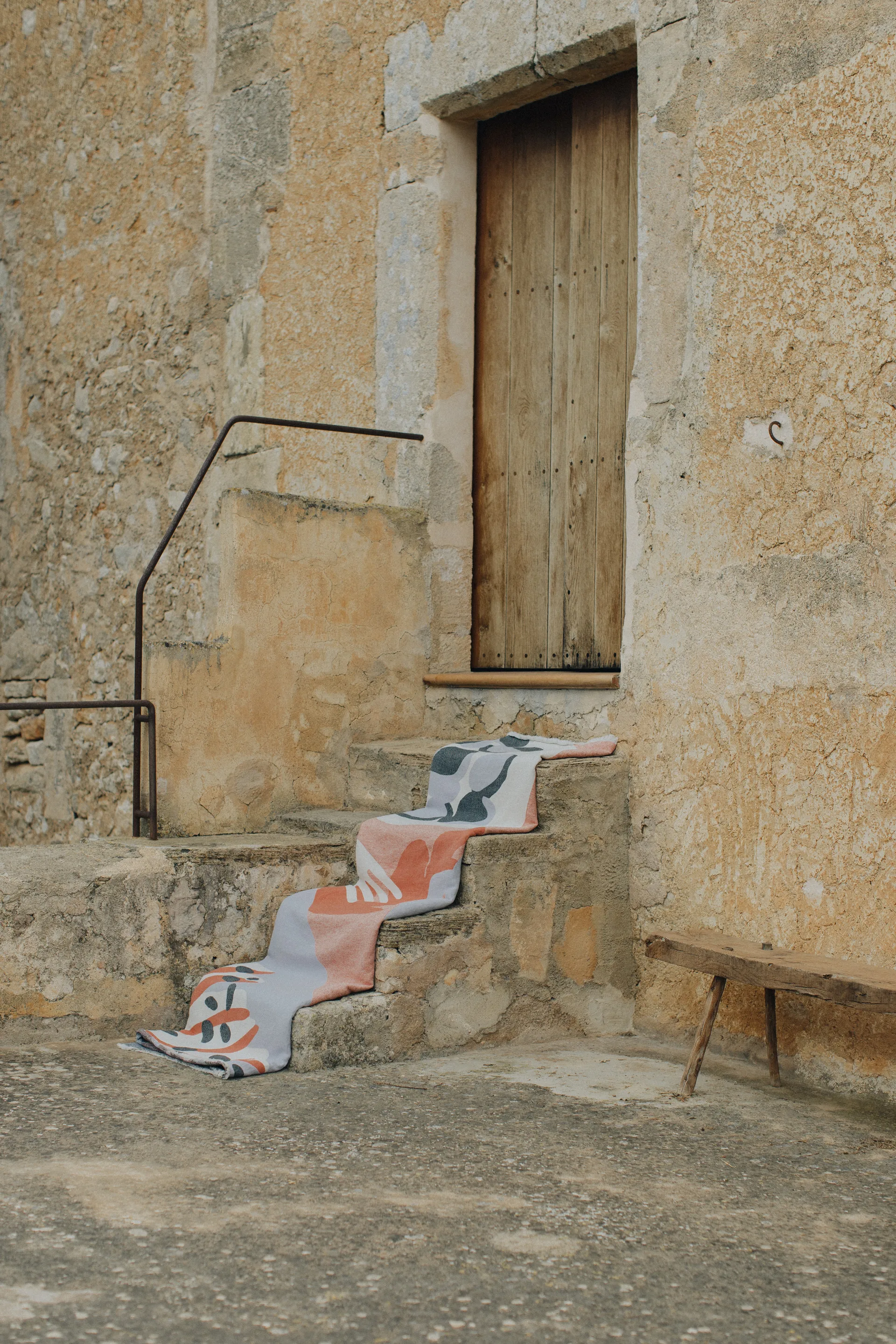 Couverture en coton Boqueron 130x220 cm, Rouge Layered