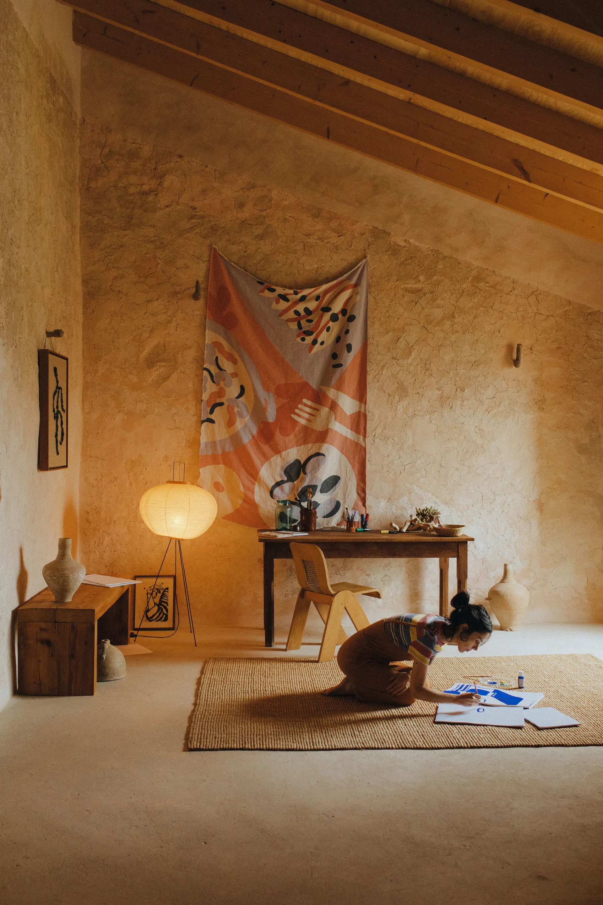 Couverture en coton Boqueron 130x220 cm, Rouge Layered