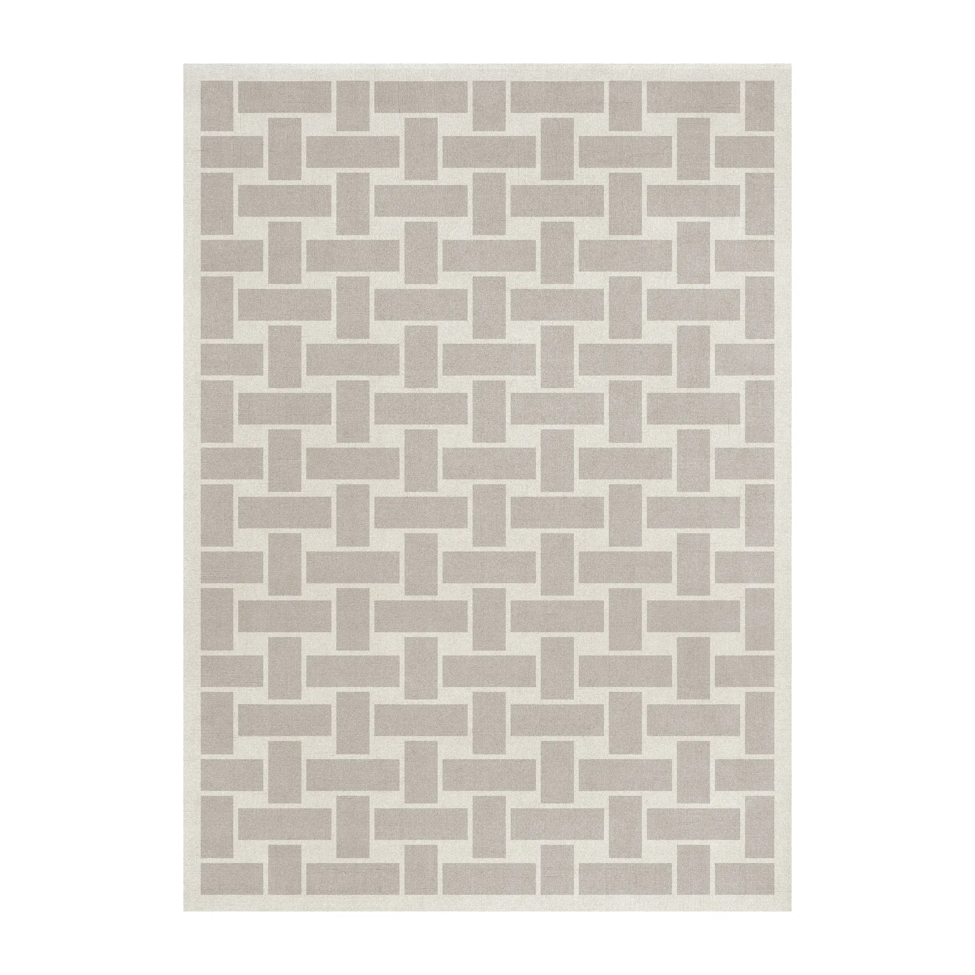 Tapis en laine 60S Geo Basket Weave, Oatmeal, 300x400 cm Layered
