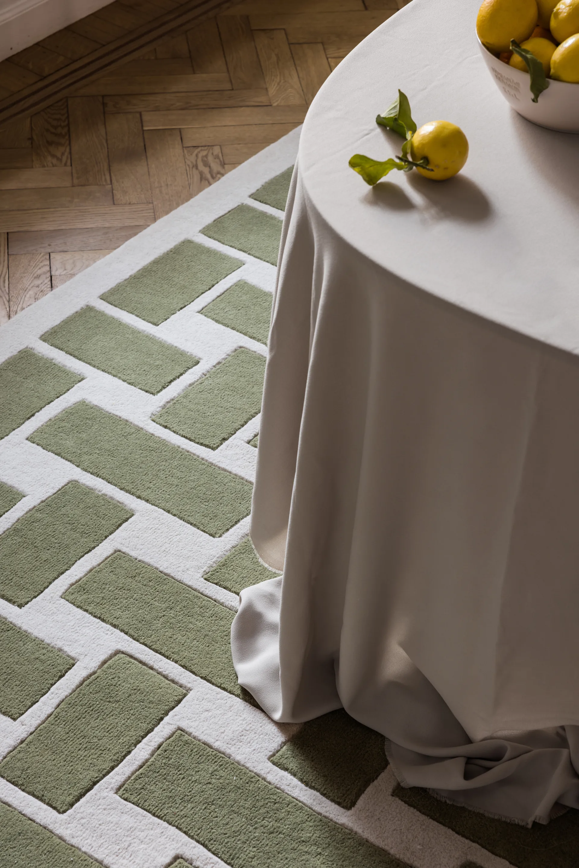 Tapis en laine 60S Geo Basket Weave, Olive, 180x270 cm Layered